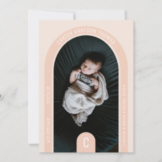 Monogram Arch Photo Birth Announcement Card