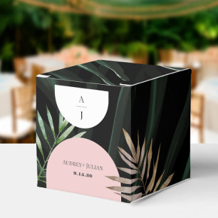 Monogram Arches Tropical Palm Tree Wedding Favour Box