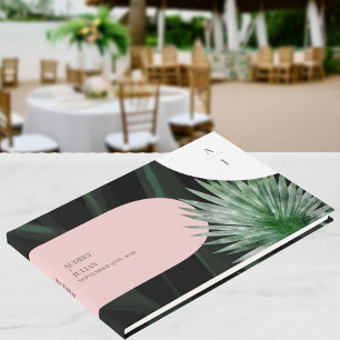 Monogram Arches Tropical Wedding Guest Book
