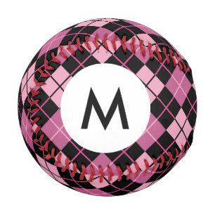 Monogram Argyle Pattern in Black and Pink Baseball