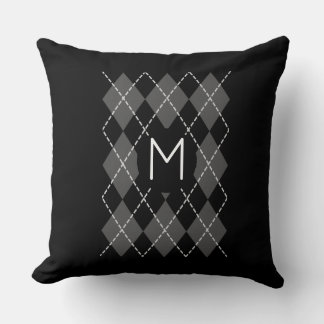 Monogram Argyle Pattern Throw Pillow
