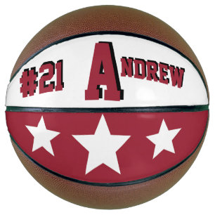 Monogram Arkansas Red and White Basketball