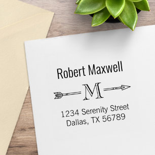 Monogram Arrow Initial Address Rubber Stamp