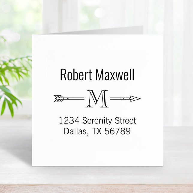 Monogram Arrow Initial Address Rubber Stamp (Creator Uploaded)