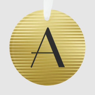 Monogram Art Deco Gold Satin Stripes Ornament