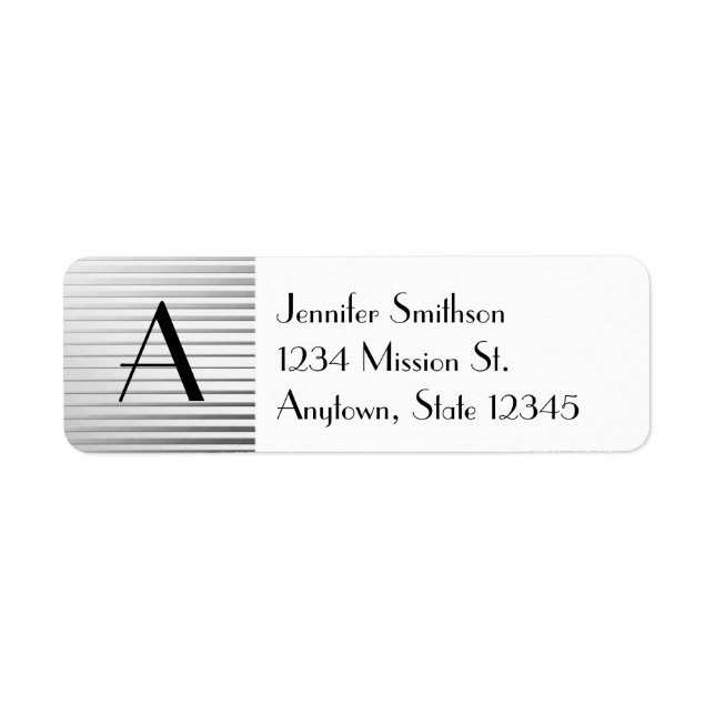 Monogram Art Deco Silver Satin Stripes (Front)