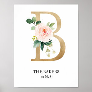 Monogram Art Print, Letter B, Wedding, Nursery Poster