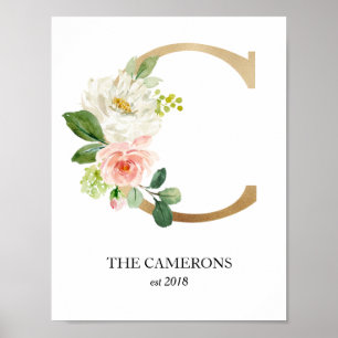 Monogram Art Print, Letter C, Wedding, Nursery Poster