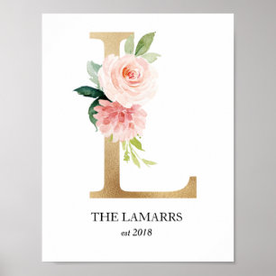 Monogram Art Print, Letter L, Wedding, Nursery Poster