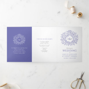 monogram art story dedication wedding Tri-Fold programme