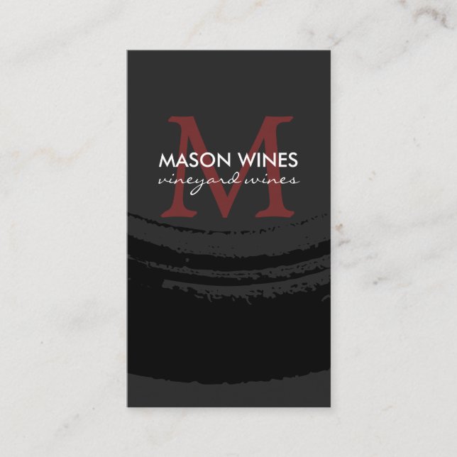 Monogram Artistic Brushed Wine Glass Business Card (Front)