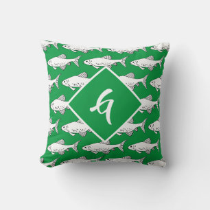 Monogram Artistic Green Minnow Fish Cushion