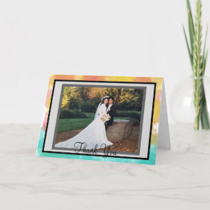 Monogram Artsy Watercolors Wedding Thank You Photo Card
