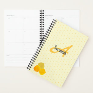 Monogram & Aspen Leaves Polka Dot Pattern Custom Planner