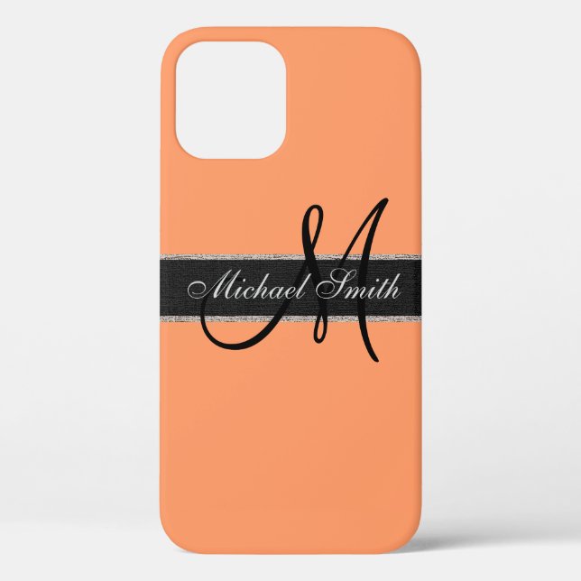 Monogram Atomic tangerine Colour Background Case-Mate iPhone Case (Back)