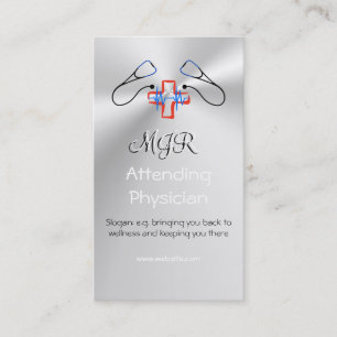 Monogram, Attending Physician, medical symbols Business Card