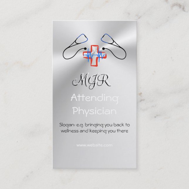 Monogram, Attending Physician, medical symbols Business Card (Front)