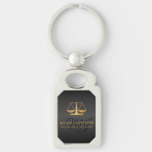 Monogram, Attorney at Law - Black and Gold Key Ring (Front)