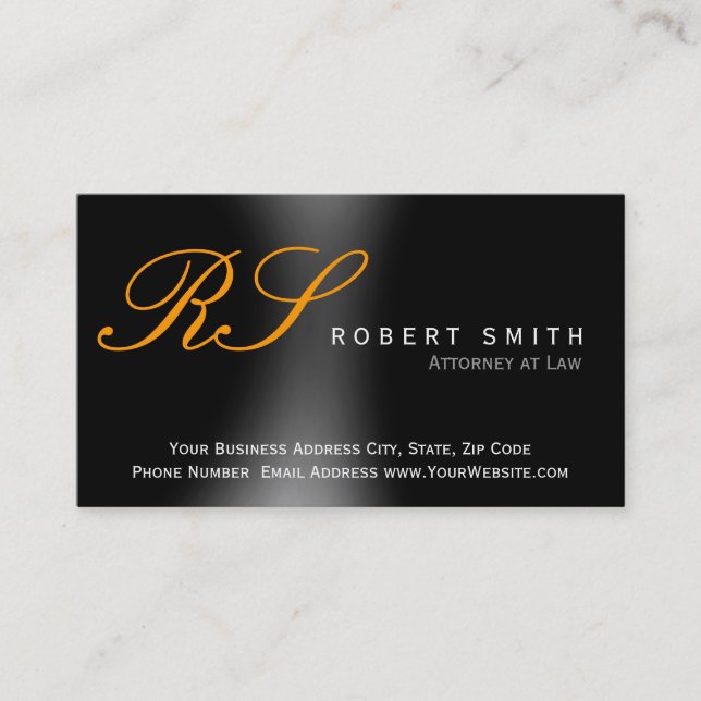 Monogram Attorney at Law Black Business Card (Front)