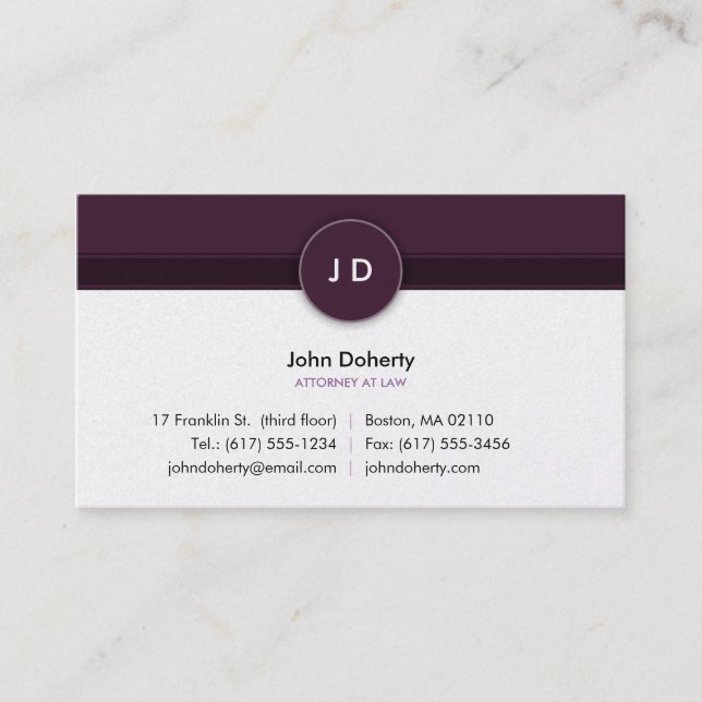 Monogram Attorney at Law - Business Card (Front)