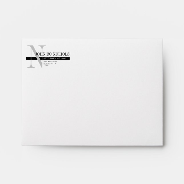 Monogram Attorney Thank You Note Envelope A2 (Front)