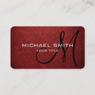 Monogram Auburn Leather Look Business Card