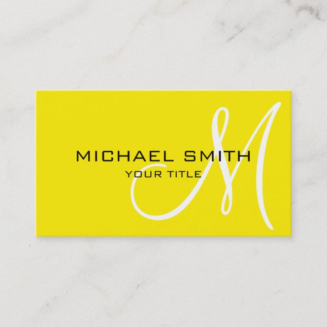 Monogram Aureolin colour background Business Card (Front)