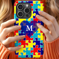 Monogram Autism Awareness Aspergers Puzzle Pattern