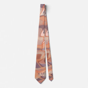 Monogram autumn abstract weaves terracotta plum tie