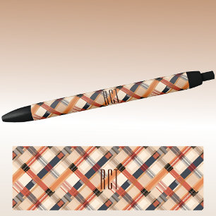 Monogram Autumn-Fall Diagonal Plaid Ink Black Ink Pen