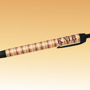 Monogram Autumn-Fall Plaid Pattern Ink Black Ink Pen
