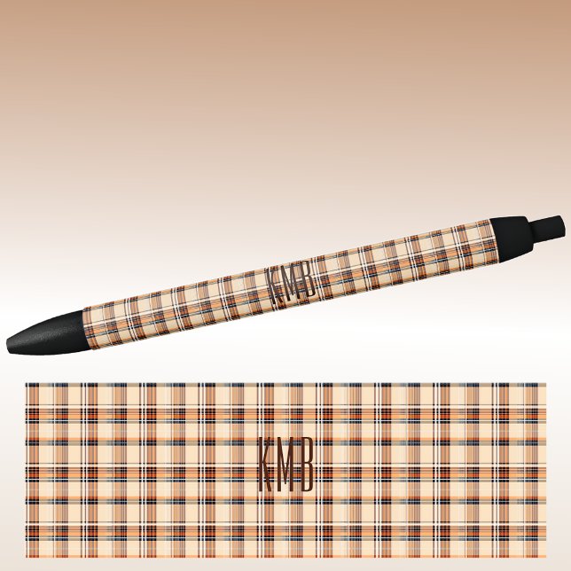 Monogram | Autumn-Fall Plaid Pattern Ink Black Ink Pen (Creator Uploaded)