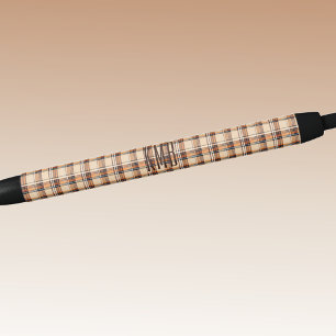Monogram Autumn-Fall Plaid Pattern Ink Black Ink Pen