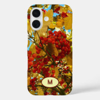 Monogram Autumn RedBerry orange Tree Crown Photo -