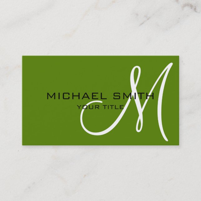 Monogram Avocado colour background Business Card (Front)