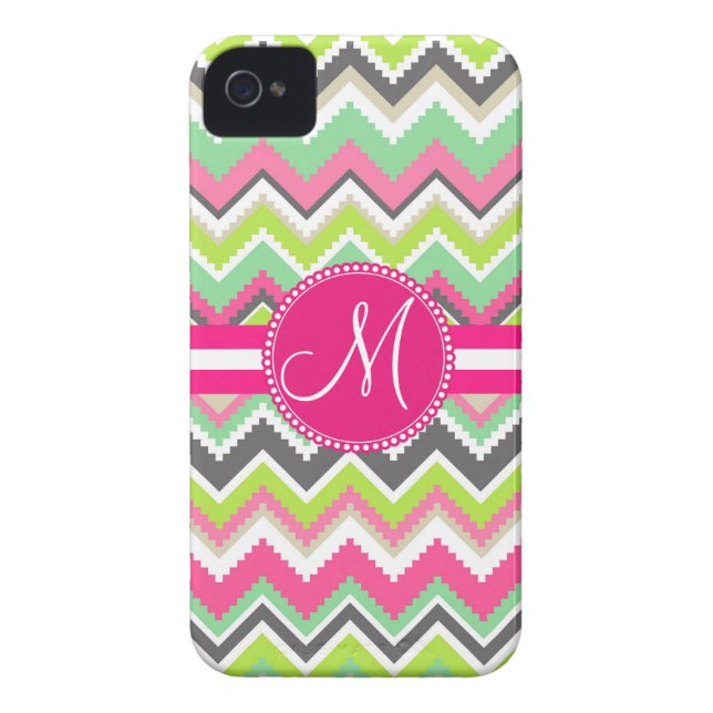 Monogram Aztec Andes Tribal Mountains Chevron Case-Mate iPhone Case (Back)