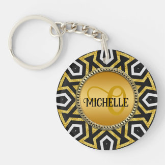 Monogram Aztec Sun Mandala  Key Ring
