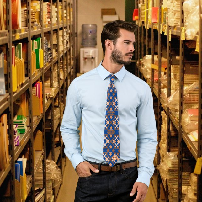 Monogram Aztec Tribal Geometric Pattern Tie (Creator Uploaded)
