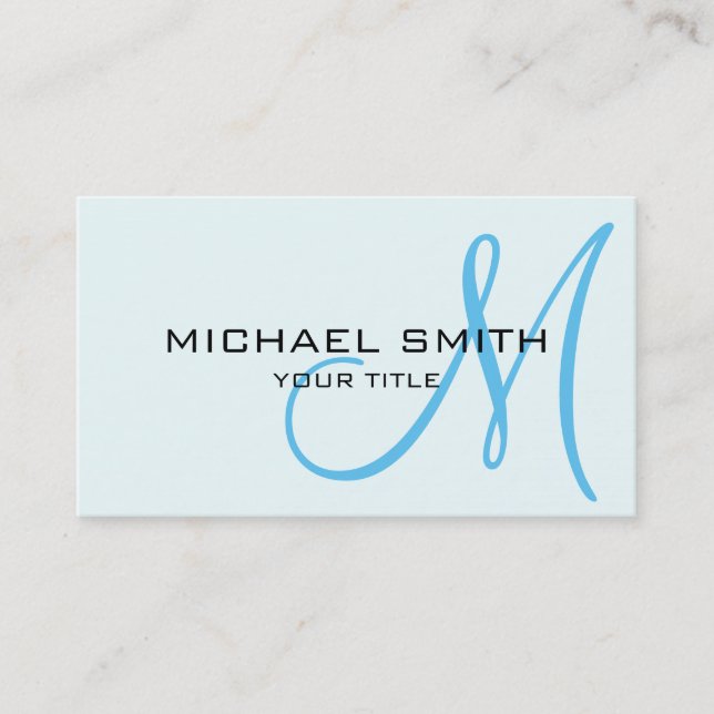 Monogram Azure mist colour background Business Card (Front)