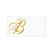 Monogram B Faux Gold Foil Metallic Letter Design