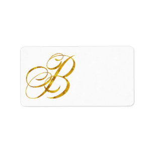 Monogram B Faux Gold Foil Metallic Letter Design Label