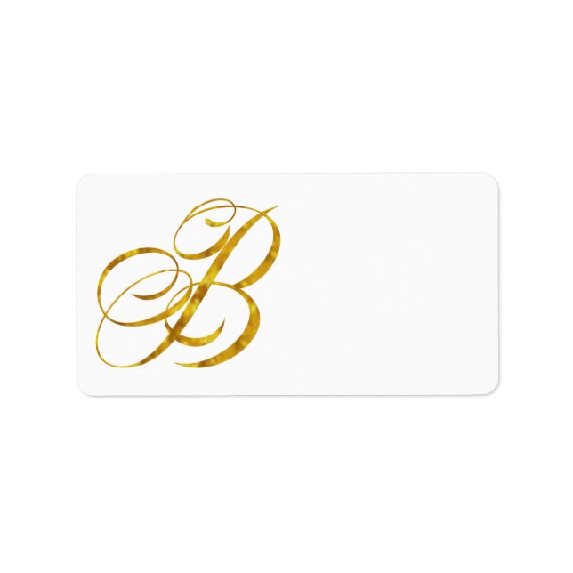 Monogram B Faux Gold Foil Metallic Letter Design Label (Front)