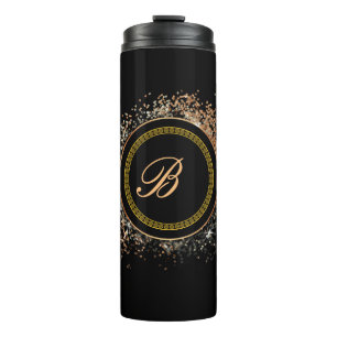 Monogram B gold on black Thermal Tumbler