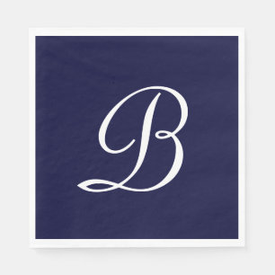 Monogram 'B' in White Script Napkin