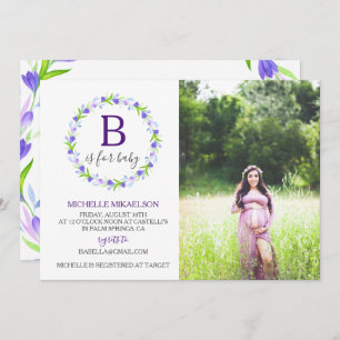 Monogram B is for Baby Shower Photo Invitation
