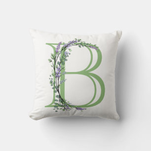 Monogram B Lavender Eucalyptus Cushion