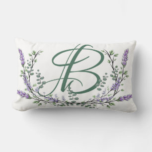 Monogram B Lavender Eucalyptus Lumbar Cushion