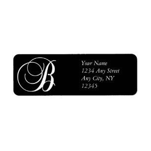 Monogram B Return Address Labels Black White
