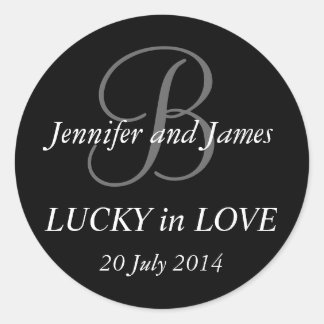 Monogram B Stickers for Weddings Black