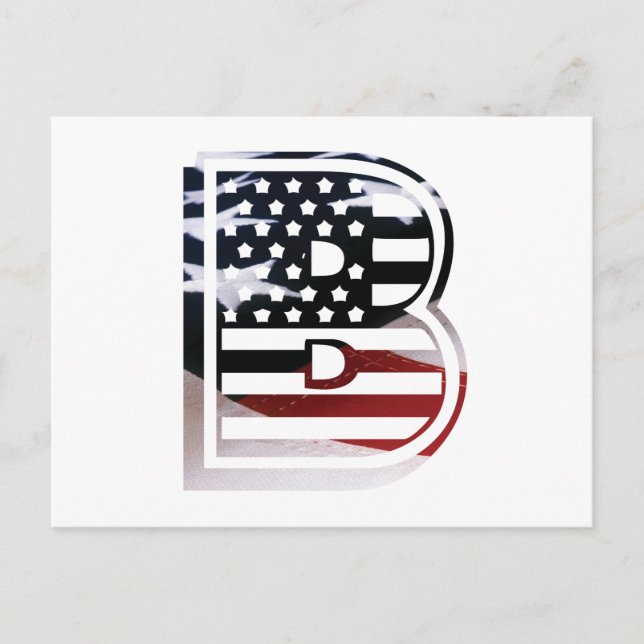 Monogram B USA Flag Postcard (Front)
